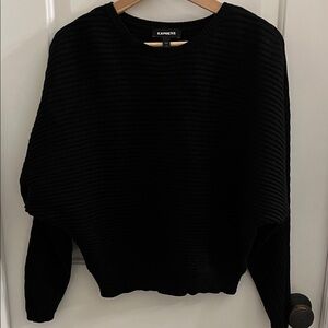 Express Women's Ribbed Black Crew Neck Sweater